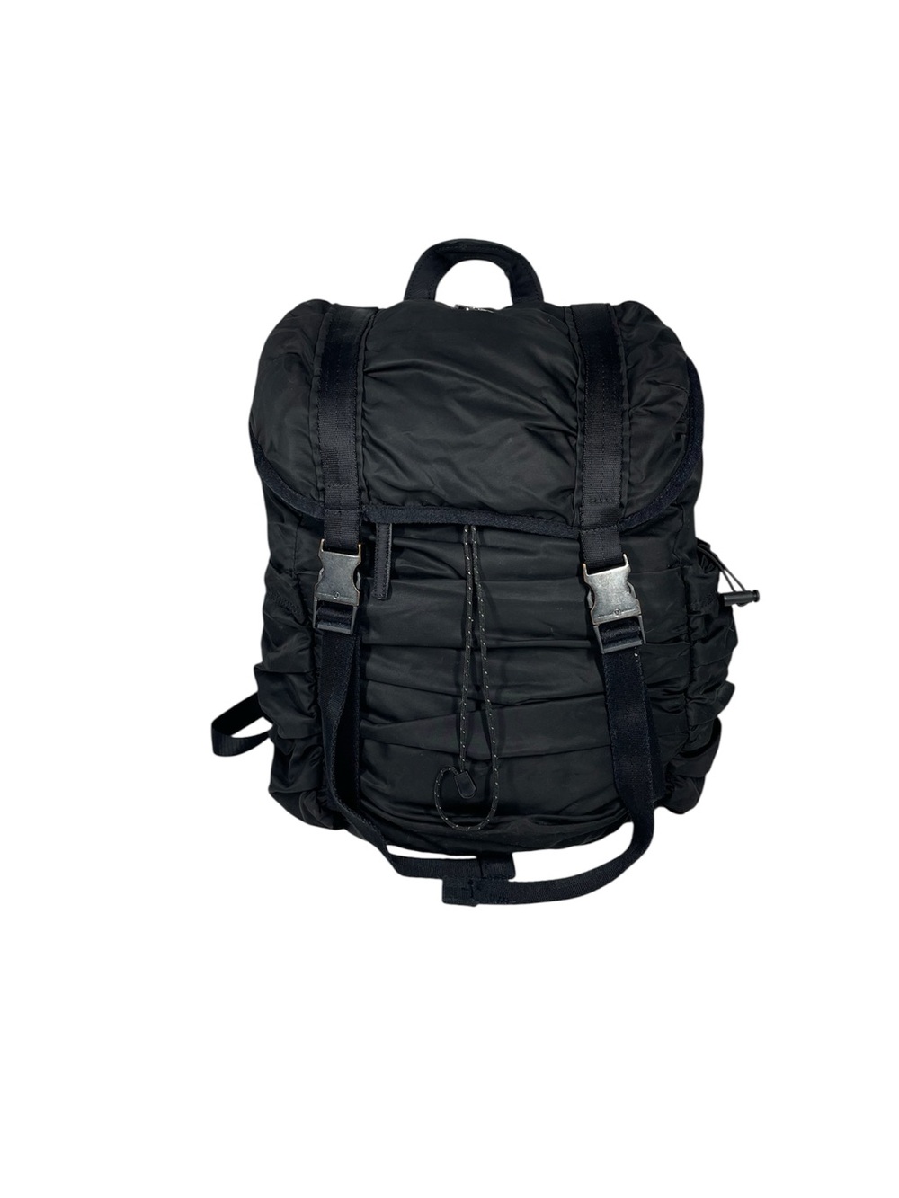 Lululemon Wanderlust Rucksack Backpack Black Ruched Nylon Large Yoga Bag RARE